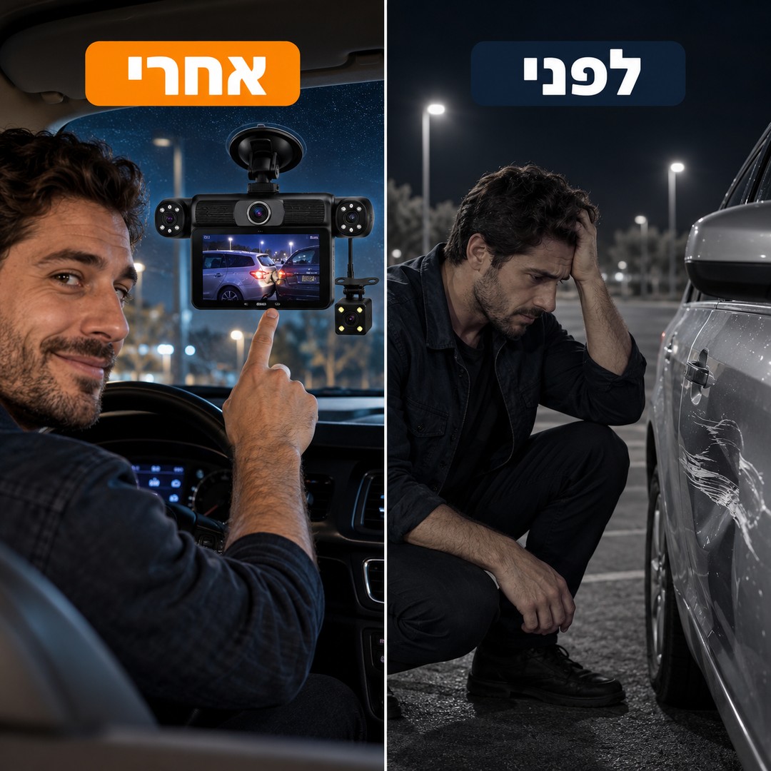 מצלמת רכב עם 4 מצלמות: לפני ואחרי